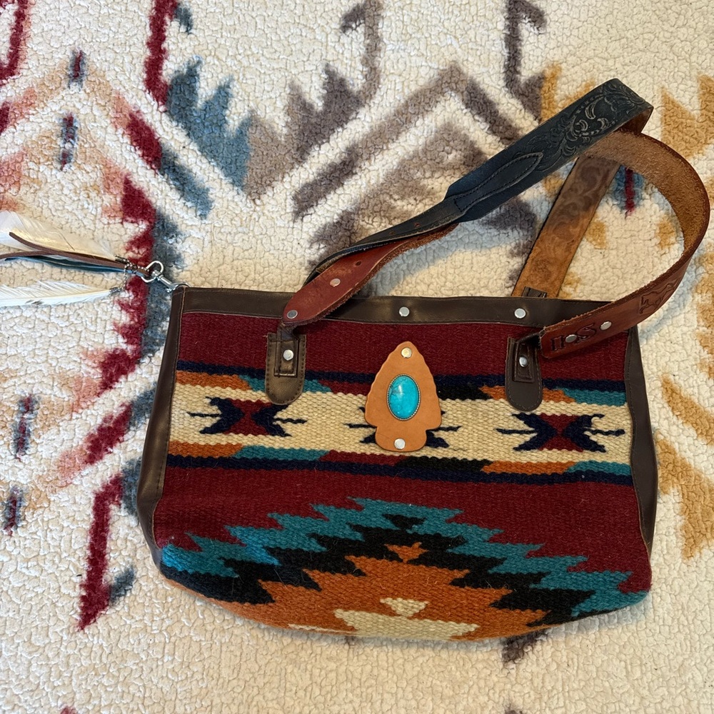Southwestern Tote Bag with Turquoise Accent